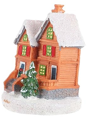 RORPOIR Edificio De Pueblo Navideño De Resina Brillante Decoración Navideña En Miniatura para El Hogar para Decoraciones Navideñas