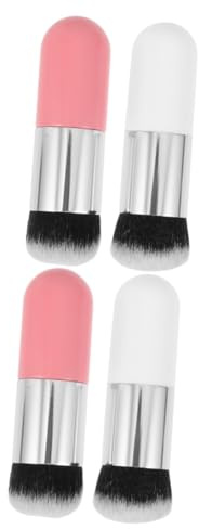 MUSISALY 4piezas Brochas De Maquillaje Pelo Sintético Para Base y Cepillo De Maquillaje Para Acabado Natural y Difuminado