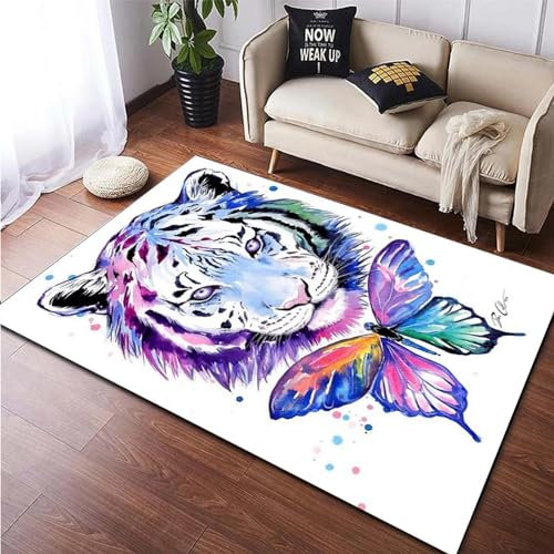 Kind Teppich 80 X 160 cm / 31.49 X 62.99, Schlafzimmer Teppich, 3D Teppiche Wohnzimmer Teppiche Weich rutschfest Teppich Für Wohnzimmer Schlafzimmer Bettvorleger Tiger-Tierwelt -8G4U4P7