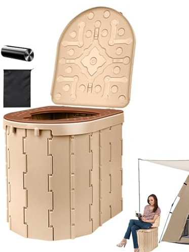 Fulenyi Camping-Töpfchen für Erwachsene, zusammenklappbare Campingtoilette - Klappbarer Toilettensitz für den Außenbereich,Auto-Toiletteneimer-Toilettensitz, Outdoor-Badezimmerzubehör für Auto, Boot,
