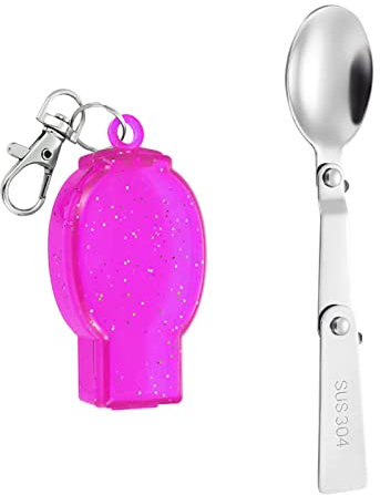 Fourchette de camping avec poignée pliante rotative en acier inoxydable - Couverts de poche portables