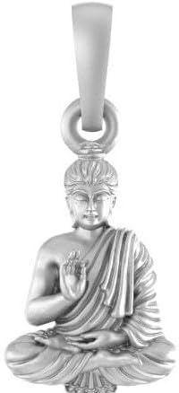 INDIA MADE Gautam-Buddha-Anhänger aus Sterlingsilber (92,5 % Reinheit), spiritueller Gautam-Buddha-Anhänger für Männer und Frauen, reines Silber, religiöses Medaillon für gute Gesundheit und Reichtum,
