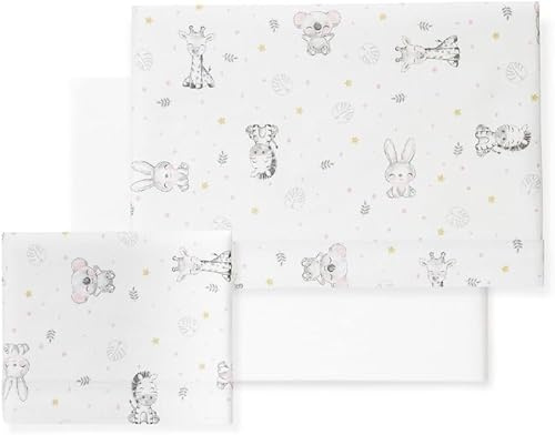 Danielstore- Juego de Sábanas para Cuna 60 x 120 cm Bebé - Sábanas de Invierno Tejido Franela - Incluye Sábana Bajera + Sábana Encimera + Funda Almohada (Koala BCO Rosa)