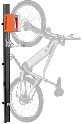 monTEK Elevador Automático de Bicicletas - Soporte Vertical de Pared para Bicicleta Pesadas (hasta 32 kg) - Elevación Fácil - Portabicicletas Cuelga Bicis Pared Ahorrar Espacio para Garaje, Naranja