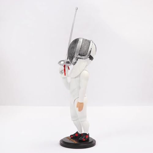 KXJPIZIYB Fecht-Salutposenfiguren Fechtpuppenmodelle Säbel-Florett- und Degen-Saluteposenmodelle Geburtstagsgeschenk Fechtsportler-Auszeichnungen(White)