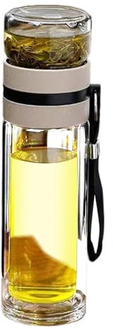 Botella de té con colador de té, botella de agua con infusor de té, taza para preparar té con colador de té de hojas sueltas | Botella de té de vidrio con colador - para llevar con botella de t