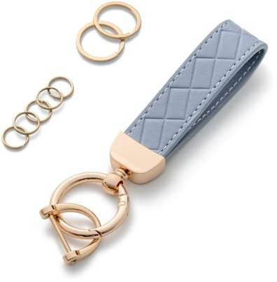 AOKSUNOVA Llavero de Cuero PU para Llaves, Llavero para Llaves de Coche, Accesorio para Llaves, Azul Claro