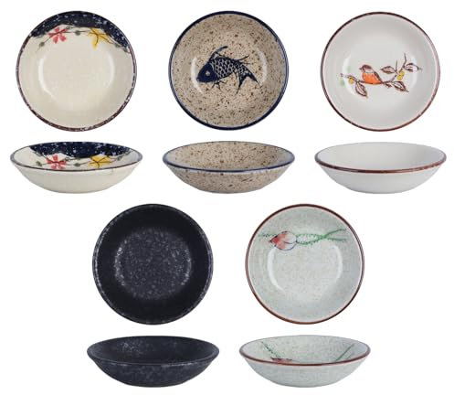 YZZT 5 cuencos de cerámica para salsas, cuencos de porcelana para tapas, condimentos, salsas, sushi, salsas, aperitivos y soja, 5 unidades