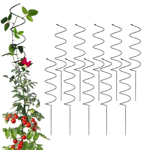 Tutores espirales for tomates, tutores trenzados for tomates, soportes for plantas, jaulas espirales for tomates trepadores, torres de soporte for jardín exterior for hortalizas y vides.(Spiral*10)