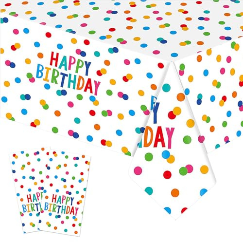 Ziyonix 2 Pezzi Tovaglie Festa Compleanno, 137 x 274cm Copritavolo Rettangolare in Plastica, Tovaglia Usa e Getta per Feste, Tovaglia Compleanno Rettangolare per Bambini e Bambine