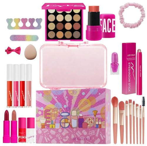 Dopsyesn Makeup Set | 26 Pezzi Palette Ombretti Blush Stick Rossetto,Kit Trucco Resistente All'Acqua Per Matrimonio Teatro Servizio Fotografico