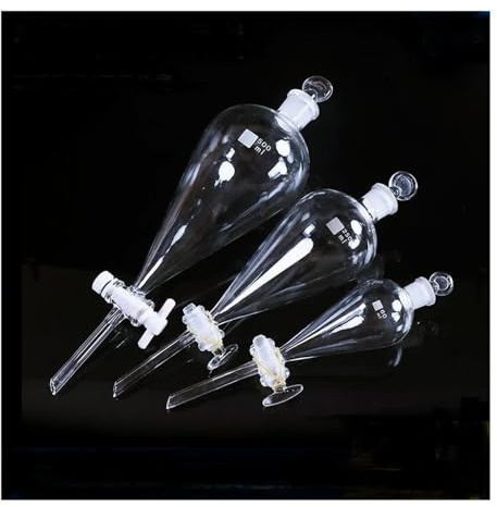 1 imbuto separatore trasparente e spesso a forma di pera da 30 ml a 1000 ml con pistone in vetro/PTFE for esperimenti di laboratorio(500ml No.24(PTFE))