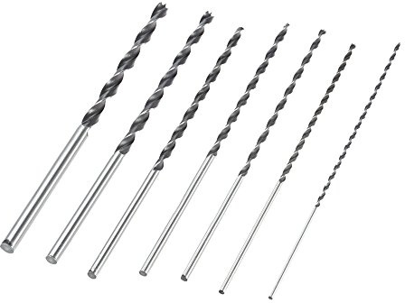 Aoresac Brad Point Drill Bit Set 7pcs 4mm-12mm High-Carbon Steel Wood Drill Bit for Woodworking, Extra-Long Straight Brad Point, Ideal Hand Tools for Thick Wood Drilling, 300mm Length