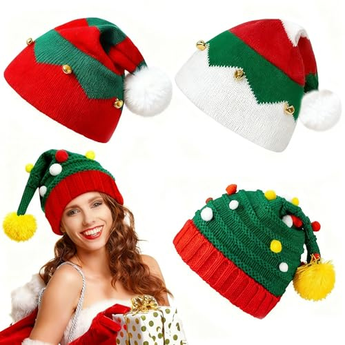 3er Weihnachtsmütze Erwachsene Weihnachts Mütze Damen Strickmütze Herren | Weihnachtsmützen Damen Christmas Hat Strickmützen Herren Nikolausmütze Wintermütze Party Hat Erwachsene