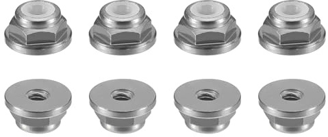 QUARKZMAN Aluminium Flansch Nylon Sicherungsmutter 8 Stück Flanschmuttern - M2 x 0,4mm Selbstsichernde Mutter Anodisiertes Bundmutter für Befestigungselemente (Titangrau)