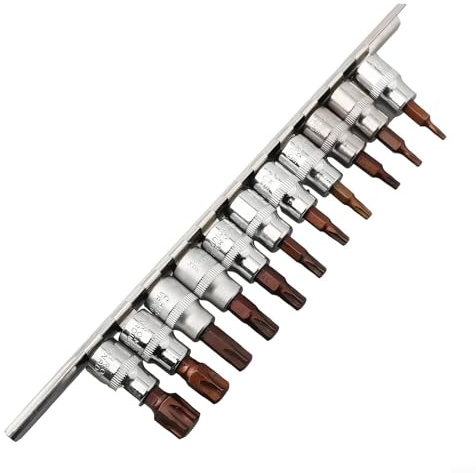 Lot de 11 embouts de tournevis Torx pour embouts de tournevis Torx T60, 1/4 et 3/8, acier au chrome vanadium avec finition sablée, pour maison et Ga (lot B)