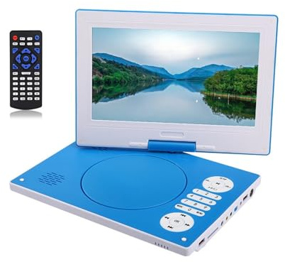 Lettore DVD, Portatile VCD DVD CD MP3 MP4 Lettore USB HD Schermo da 9 pollici Scheda U Riproduzione disco e uscita ingresso video Altoparlanti radio FM(Blauw)