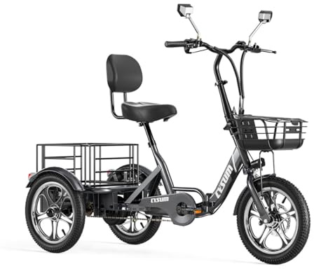 cysum T1 Pro 3 Roues Vélo Électrique Pour Adultes, 16 Pouces Pliant Tricycle Électrique, Batterie Au Lithium 48 V 22 Ah, Moteur 250 W, Charge Ebike Homme Femme