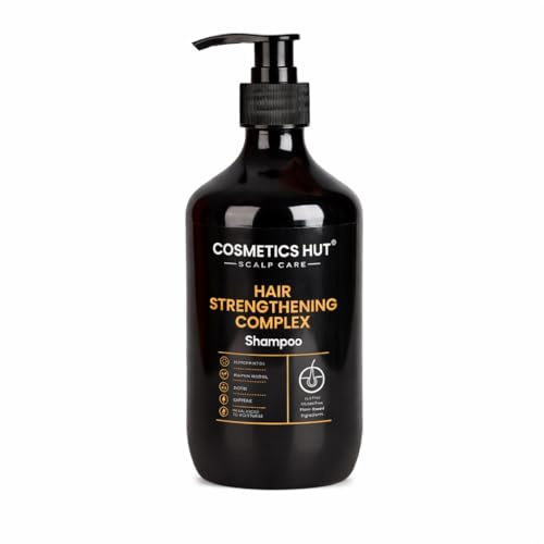 Cosmetics Hut ® Hair Strengthening Shampoo - Biotin, Caffeine, Keratin, Pumpkin Seed, Peppermint. Hair Growth Treatment for Men & Women with thinning hair and hair loss.