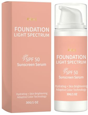 Colour Changing Liquid Foundation, SPF 50, Facial Makeup Base, High Corrective Capacity, Makeup Coverage, Long-Lasting Waterproof and Sweatproof, Suitable for Many Skin Types, 30G (1 PC)