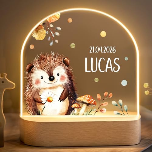 Little Deco Personalisiertes Nachtlicht für Babys - Nachtlampe mit Namen - Geschenk zur Geburt Junge - Personalisiertes Babygeschenk Geschenk zur Taufe - Kinderzimmer Deko - Igelchen