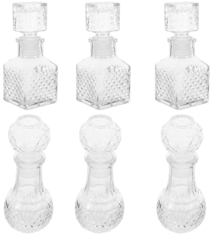 ROMISBABA Set 6 Pezzi Bottiglie di Cristallo per Liquori e Vino 50ml Design Elegante e Sigillatura Eccellente per Degustazione e Bar Domestico