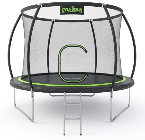 DEVESSPORT Cama Elástica Exterior de 10 Pies (305 cm) con Red de Seguridad, Escalera y Kit de Anclaje | Trampolín de Jardín para Niños y Adultos, Carga Máx 150 kg, 60 Muelles