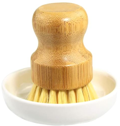 HAPINARY 2pcs and Ceramic Kitchen Dish Scrubber Brush Set with Sturdy Bristles for Cleaning Cast-iron Pans, Convenient Household Dish Cleaner for Efficient Kitchen Use