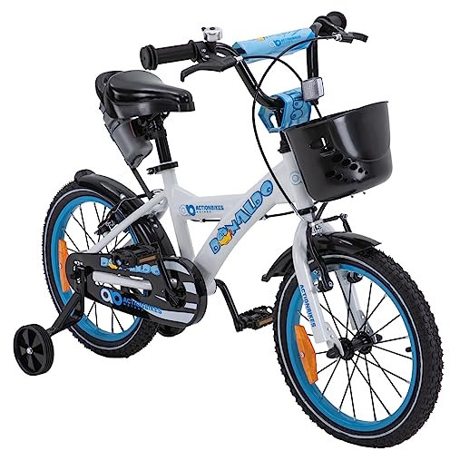 Actionbikes Kinderfahrrad Donaldo - 16 Zoll - V-Break Bremse - Stützräder - Luftbereifung - Ab 4-7 Jahren - Jungen & Mädchen - Kinder Fahrrad - Laufrad - BMX - Kinderrad (Donaldo 16 Zoll)