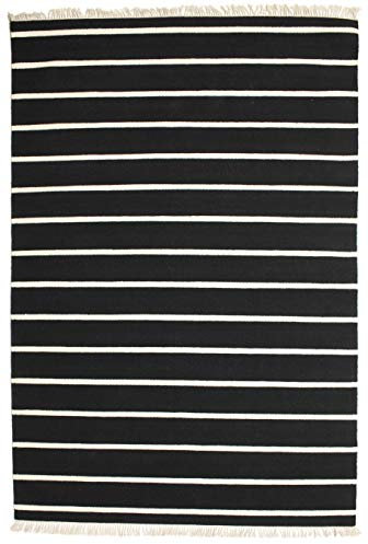 RugVista Dorri Stripe, Teppich, Kelim Modern, 300 x 200 cm, Rechteckig, Mittlerer Stapel, Wohnzimmer, Esszimmer, Schlafzimmer, Nur chemische Reinigung, Care & Fair Zertifiziert, Schwarz/Grau