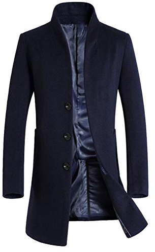 Vogstyle Uomo Sottile Caloroso Cappotto Invernale di Lana Trapuntato Blu L