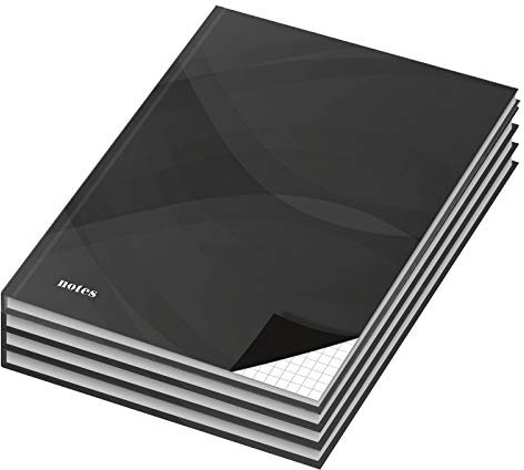 4er Pack Notizbuch/Kladde kariertNotes carbon black DIN A4 mit Hardcover-Einband, 96 Blatt, Notizheft, Tagebuch, Schreibbuch