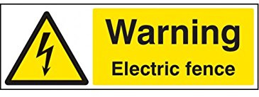 Caledonia Signs 14023M Warning Electric Fence Sign, 600 mm x 200 mm, Rigid Plastic