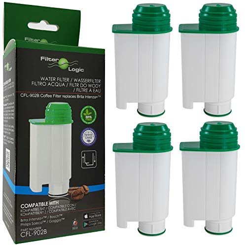 FilterLogic CFL-902B | 4x Wasserfilter für Philips, Saeco - Bj. vor 2016 | Für Philips, Saeco, Gaggia CA6702/10, CA6702/00, CA6702; kompatibel mit Brita Intenza+ Filterkartusche für Kaffeevollautomat