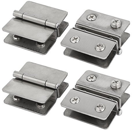 sourcing map 4 STÜCKE einstellbare Glastür Doppelclip-Klemmscharniere | 5-8mm Dicke
