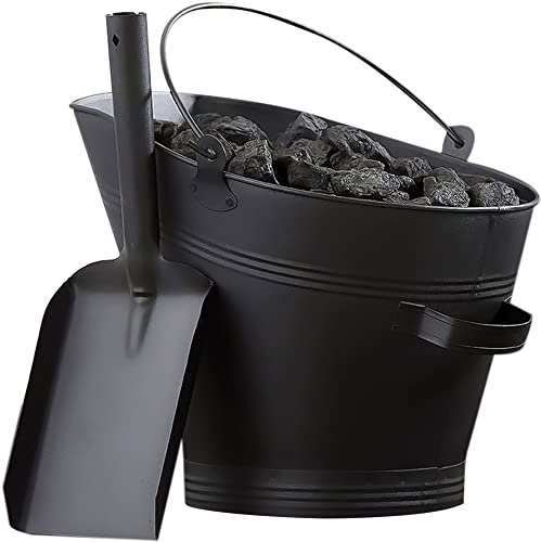 Fireplace Waterloo Style Black Coal Scuttle Bucket Hod With Shovel (Waterloo Style Coal Bucket & Shovel)