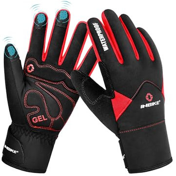INBIKE Winterhandschuhe Fahrradhandschuhe Handschuhe Herren Damen Ski Winter Outdoor Warm Wasserdicht für Skifahren Snowboard Fahrrad und Wandern Rot M