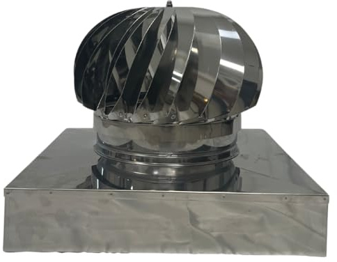 EINSIDE Extractor de humos giratorio AISI304 de base cuadrada, 42x42 cm | Sombrerete chimenea de acero inoxidable, Extractor de aire para locales