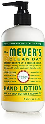 MRS. MEYER'S CLEAN DAY Hand Lotion for Dry Hands, Non-Greasy Moisturizer Made with Essential Oils, Honeysuckle, 12 oz