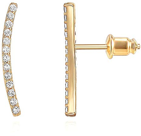 PAVOI 14K Gold Plated Ear Crawler - Cuff Earrings Hypoallergenic Stud Ear Climber Jackets - Yellow