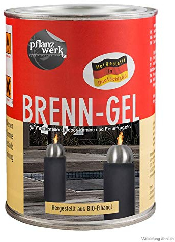 Pflanzwerk® Pflanzkübel Feuerkugel Premium BRENNGEL *Bio-Ethanol* *Rußfrei* *Rauchfrei* *Deutsche Qualitätsware*VE12