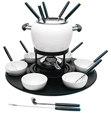 H&H 55083 Dienst Fondue-23 Stück, Edelstahl, Weiß
