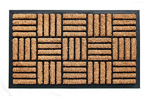 Coco & Coir Door Mat Indoor/Outdoor | 100% Natural Coir Weather Resistant Eco-friendly Entrance Mat (Shortbread)