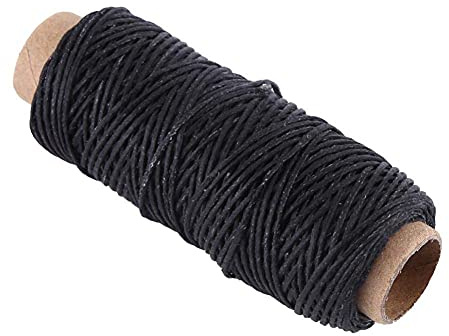 1 Rolle 50 Meter 150D Wachsfaden Lederwachsfaden Cord Leder Nähschnur Für Leder Hand Nähen Handwerk 1 mm im Durchmesser(Schwarz)