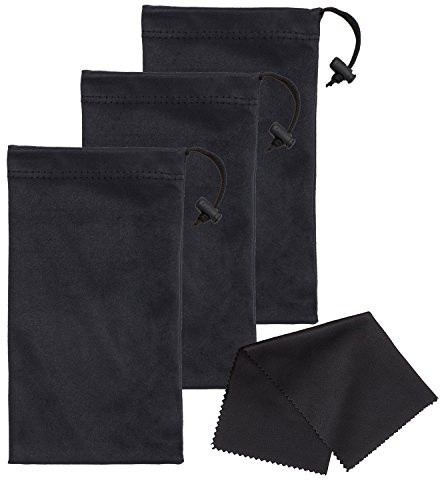Mamlyn Set of 3 Microfiber Soft Sunglasses Pouches, With Drawstring Closure
