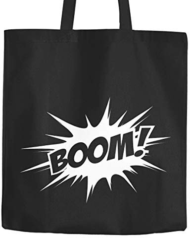 Jutebeutel Comic Boom Baumwolltasche Stoffbeutel Tragetasche Moonworks® schwarz 2 lange Henkel