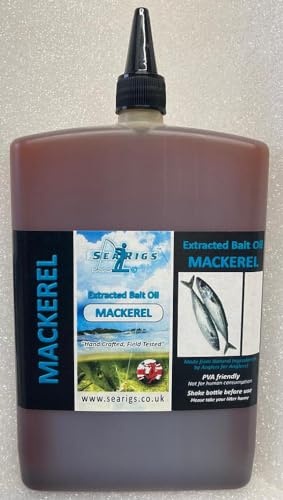 searigs Sea Fishing - Extract Bait Oil (1 x 250ML MACKEREL) Sea Fishing Bait OIL for Cod, Bass, Sole, Ray and Conger