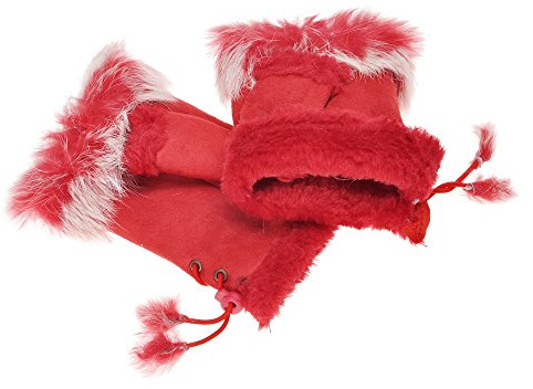 ZLYC Damen Winter Warme Kunstpelz Halbfinger Handschuhe Fingerlose Fäustlinge