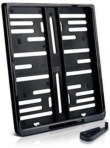 1 Kennzeichenhalter Motorrad | 180 x 200 mm | Schwarz Hochglanz | Roller | Klavierlack-Look | Motorrad-Nummernschildhalter | Kennzeichen-Halterung | Nummernschild-Halterung | Kennzeichen-Rahmen