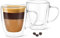 DLux Espresso Coffee Cups with Handles, Double Wall Glass Mug, Insulated Borosilicate Glassware Tea Cup, 2 pcs, 160 ml